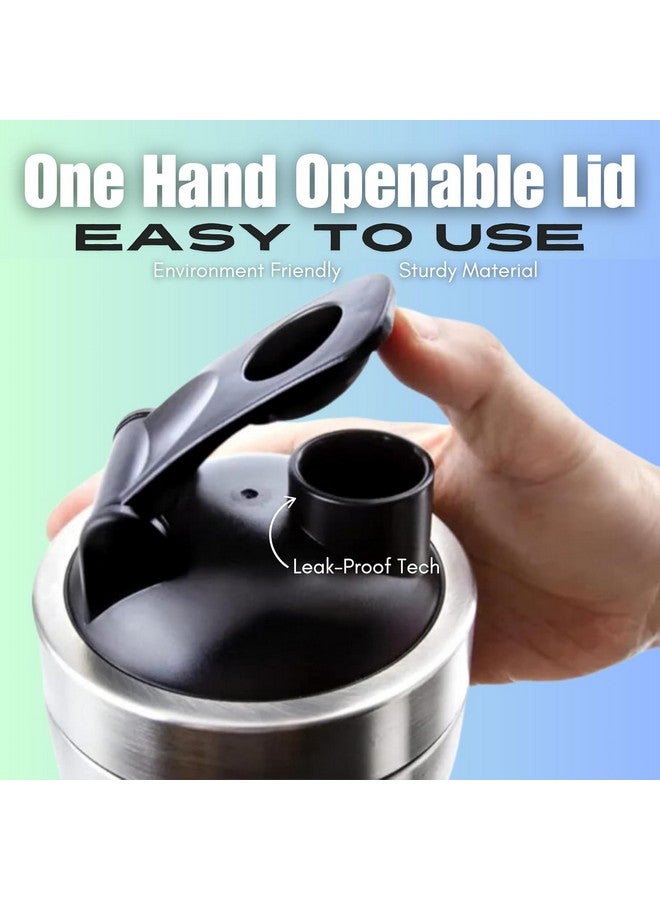 Shrux كوب شاكر من الفولاذ المقاوم للصدأ شروكس مع كرة خلط قابلة للفصل - زجاجة مياه رياضية مقاومة للتسرب وخالية من BPA لمشروبات البروتين واللياقة البدنية، تصميم سهل التنظيف - 1000 مل | زجاجة شرب رياضية وخارجية - Image 4