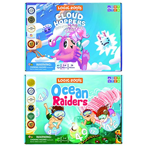 Logic Roots Addition and Subtraction Game Fun Math Board Game for 68 Year Olds Easy to Play Educational Game for Kids at Home STEM Toy Gift for Girls Boys Ocean Raiders Cloud Hoppers - Image 1