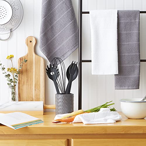 DII Basic Chef Collection, Assorted Terry Kitchen Towel Set, Dishtowel Set, Gray, 4 Piece - Image 5
