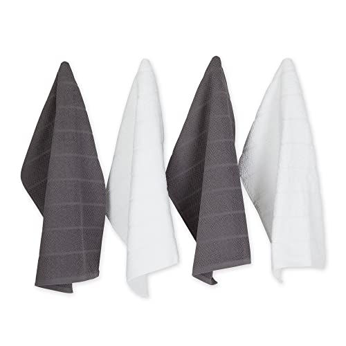DII Basic Chef Collection, Assorted Terry Kitchen Towel Set, Dishtowel Set, Gray, 4 Piece - Image 1