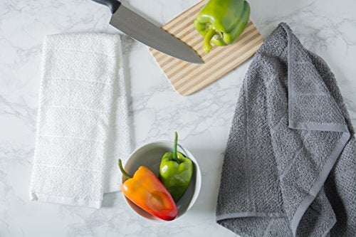 DII Basic Chef Collection, Assorted Terry Kitchen Towel Set, Dishtowel Set, Gray, 4 Piece - Image 4