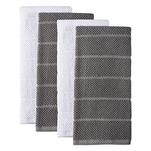 DII Basic Chef Collection, Assorted Terry Kitchen Towel Set, Dishtowel Set, Gray, 4 Piece - Image 2