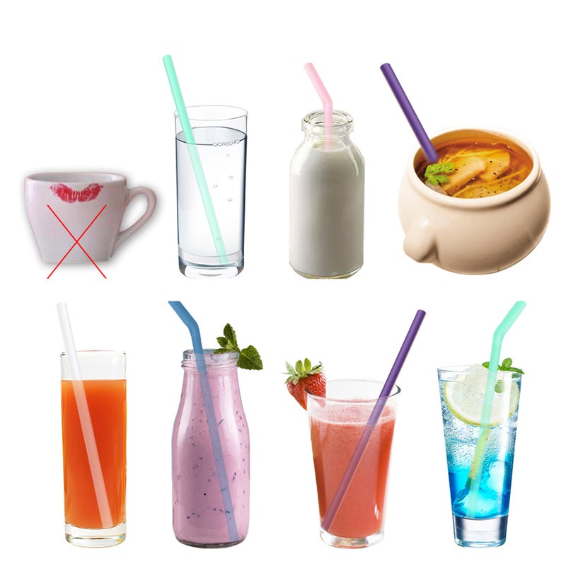2 Sets of Silicone Reusable Folding Bent Drinking with Cleaning Brush and Case ( ) - Image 3