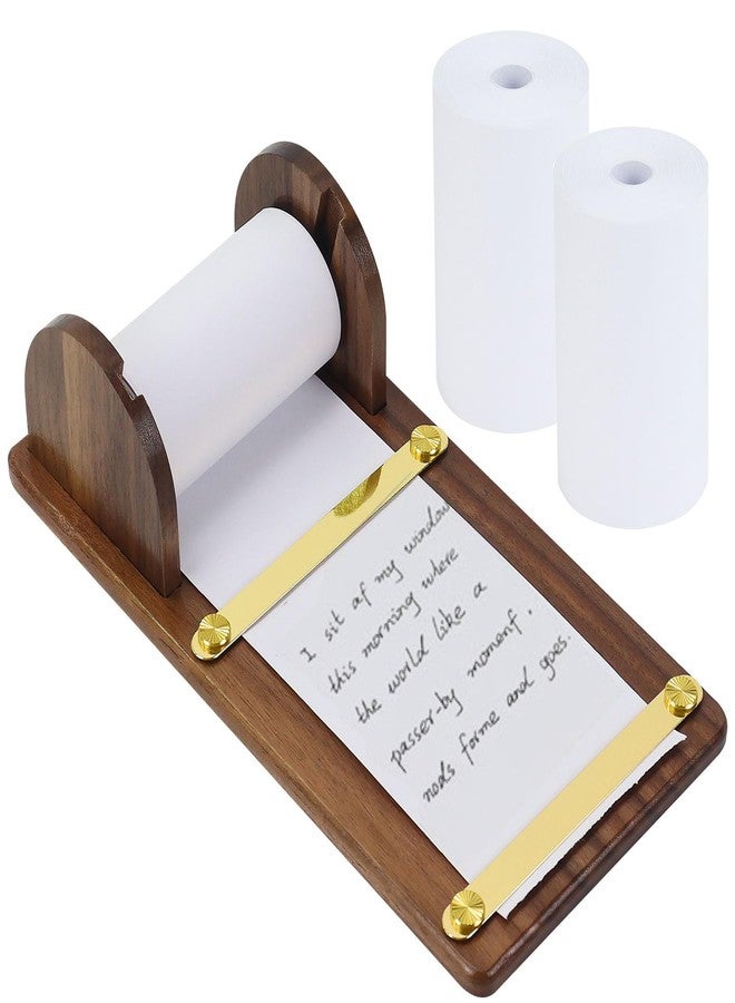 Multibey Walnut Note Paper Dispenser, Wooden Note Roll Dispenser Holds 3" Wide with 39ft Paper Roller, Desktop Sticky Note Memo Holder Grocery List Roll with Cutter for Noting Taking, to Do List - Image 1