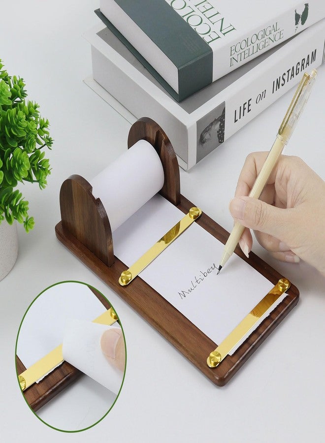 Multibey Walnut Note Paper Dispenser, Wooden Note Roll Dispenser Holds 3" Wide with 39ft Paper Roller, Desktop Sticky Note Memo Holder Grocery List Roll with Cutter for Noting Taking, to Do List - Image 3