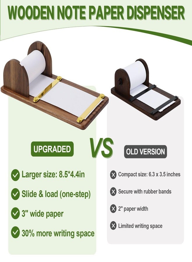 Multibey Walnut Note Paper Dispenser, Wooden Note Roll Dispenser Holds 3" Wide with 39ft Paper Roller, Desktop Sticky Note Memo Holder Grocery List Roll with Cutter for Noting Taking, to Do List - Image 2