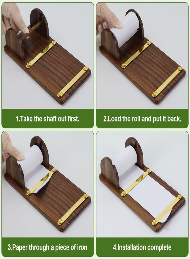 Multibey Walnut Note Paper Dispenser, Wooden Note Roll Dispenser Holds 3" Wide with 39ft Paper Roller, Desktop Sticky Note Memo Holder Grocery List Roll with Cutter for Noting Taking, to Do List - Image 4