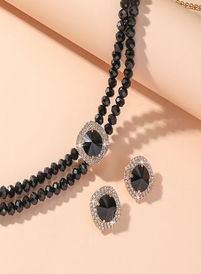 ميس غرايس طقم عقد وأقراط Missgrace Vintage Boho Silver Bride كبير الحجم لحفلات الزفاف والمناسبات الرسمية، بتصميم هندسي، باللون الأخضر والأحمر والأزرق، مرصع بأحجار الراين، متعدد الطبقات، للنساء، كبير الحجم، مرصع بأحجار الراين، بدون أحجار كريمة - Image 4