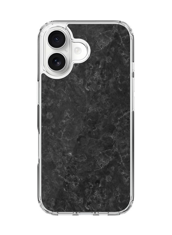 Stylizedd Classic Clear MagSafe Case for iPhone 17 , Hybrid Soft Case Flexible Edges Anti Drop TPU PC Gel Thin Transparent Cover [ Designed for iPhone 17 ] - Marble Texture Black Full Print