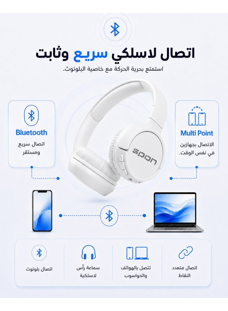 سبون سماعة رأس لاسلكية تعمل بتقنية البلوتوث فوق الأذن مزودة بميكروفون - Image 3