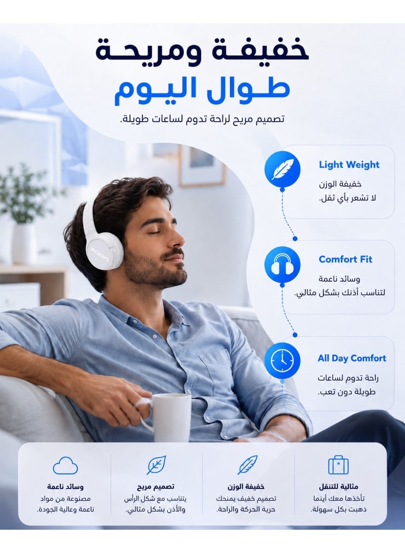 سبون سماعة رأس لاسلكية تعمل بتقنية البلوتوث فوق الأذن مزودة بميكروفون - Image 1