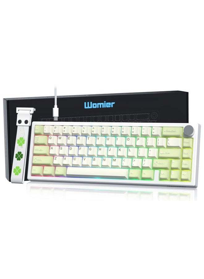 Womier 60% Gaming Mechanical Keyboard Green QMK/VIA Creamy Keyboard Wired, Hot Swappable Gasket Mount RGB Key Board & PBT Keycaps(VK66 PRO) - Image 1