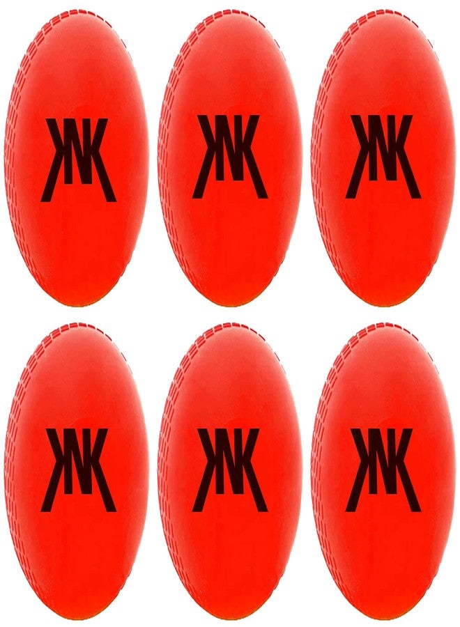 KNK Synthetic Cricket Wind Balls Indoor Outdoor Cricket Ball (6 Pc) (Orange) - Image 1