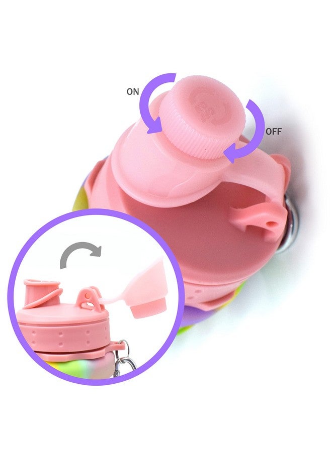 Kiditos Expandable Silicone Sipper Water Bottle For Kids For Sports, Trekking, Cycling, Gym, School Water Bottle With Snap Hook, Pink (Pack Of 1 Unit), 500 Milliliter - 500 Ml - Image 2