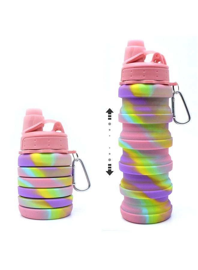 Kiditos Expandable Silicone Sipper Water Bottle For Kids For Sports, Trekking, Cycling, Gym, School Water Bottle With Snap Hook, Pink (Pack Of 1 Unit), 500 Milliliter - 500 Ml - Image 1