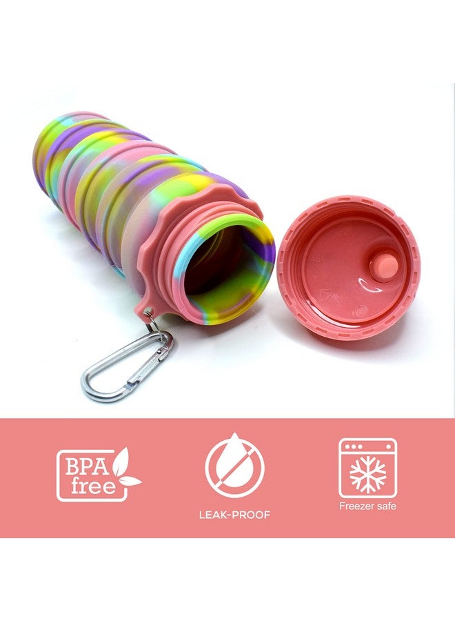 Kiditos Expandable Silicone Sipper Water Bottle For Kids For Sports, Trekking, Cycling, Gym, School Water Bottle With Snap Hook, Pink (Pack Of 1 Unit), 500 Milliliter - 500 Ml - Image 4