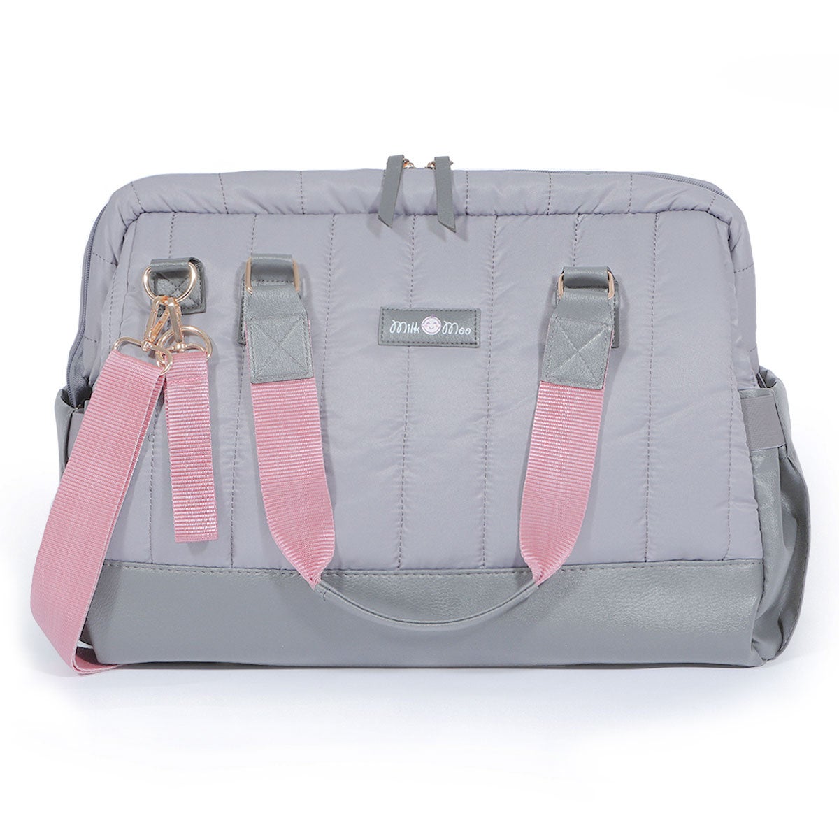 Milk & Moo Tote Diaper Bag, Quilted Large Capacity for Baby Care, Water Resistant Vegan Leather Material, Heat Insulated Pockets, Multipurpose Use as Shoulder Bag, Travel Bag, Hospital Bag