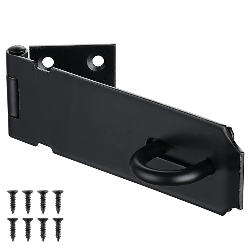 JQK Door Hasp Latch Lock 5 Inch 304 Stainless Steel Safety Packlock Clasp Thickness 19 mm Matte Black DL130PB