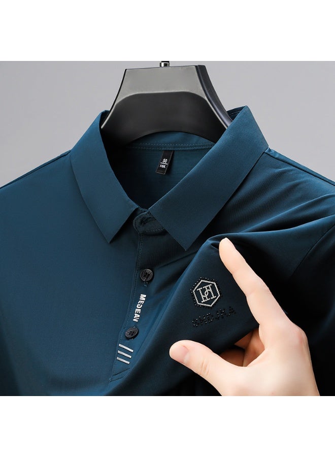 Men's Seamless Ice Silk Short Sleeved Business Casual Fashion Versatile Short Sleeved Tops - Image 1