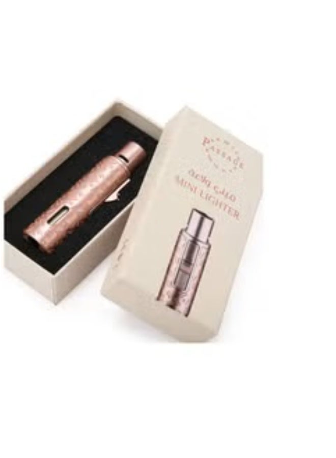 باسيدج ولاعة PASSAGE ميني – محمولة وقابلة لإعادة التعبئة للاستخدام مع العود والشواية والرحلات – مقاومة للرياح – لون ذهبي وردي - Image 2