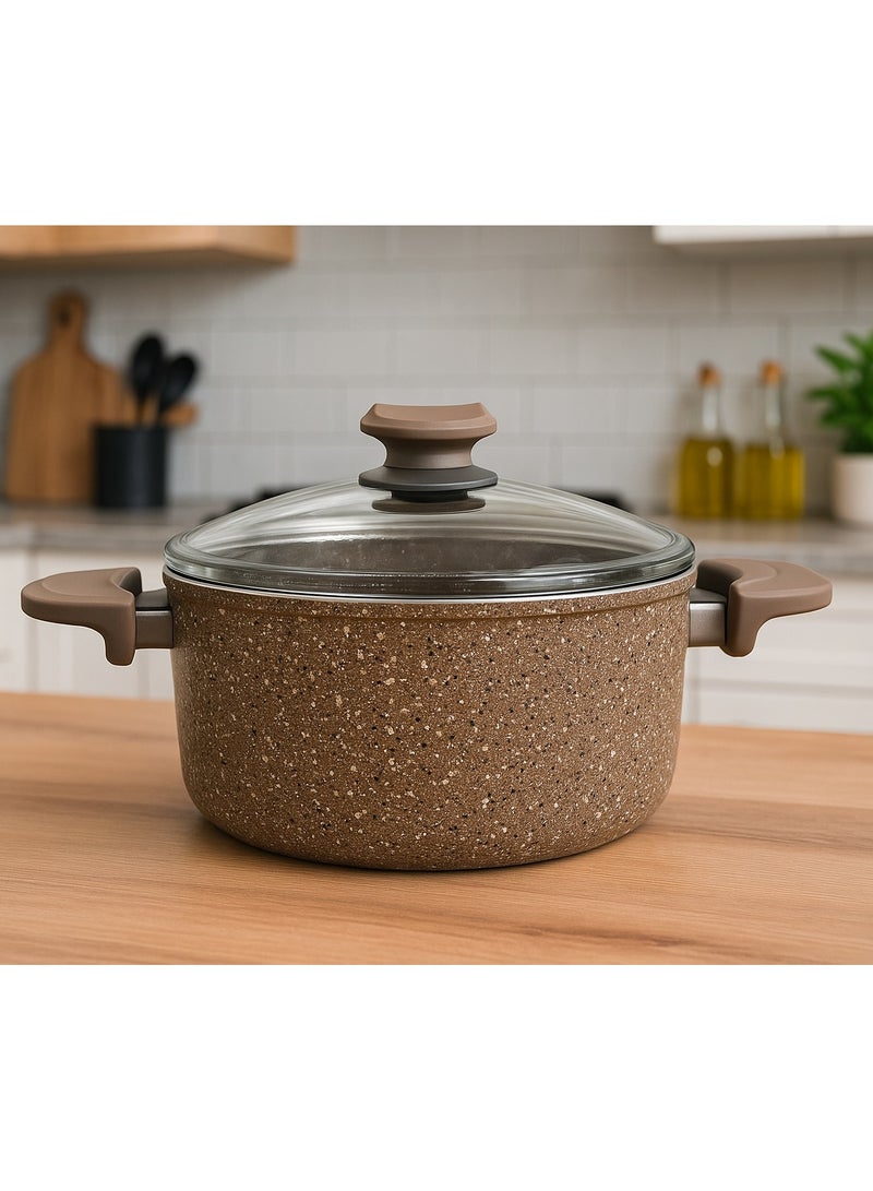 او ام اس OMS 3110 - طاجن جرانيت بني غير لاصق مقاس 28 سم. صنع في تركيا - Image 1