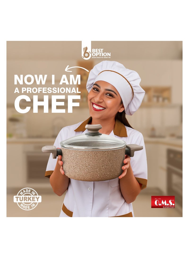 او ام اس OMS 3110 - طاجن جرانيت بني غير لاصق مقاس 28 سم. صنع في تركيا - Image 3