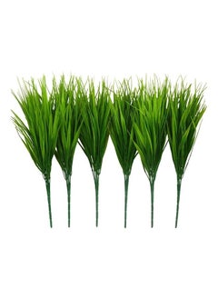 Generic 6 Piece Artificial Plastic Wheat Grass Faux Shrubs Simulation Plants Indoor and Outdoor Green 14.37 x 6.50 x 0.79inch  - Image 1