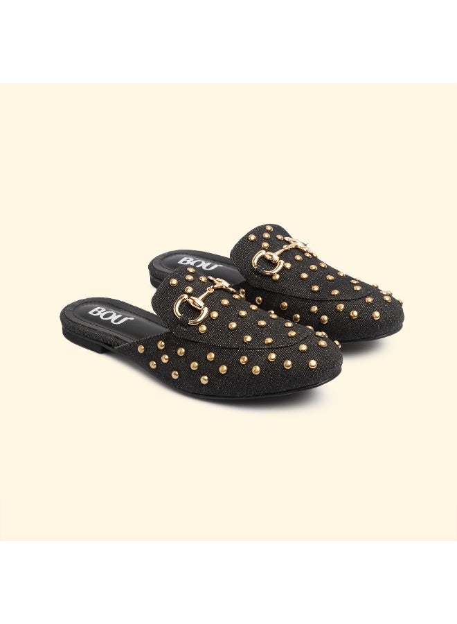 BOU CAMILA STUD MULES -  Camila Coal Denim - Image 1