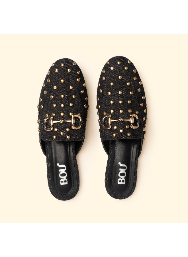 BOU CAMILA STUD MULES -  Camila Coal Denim - Image 4