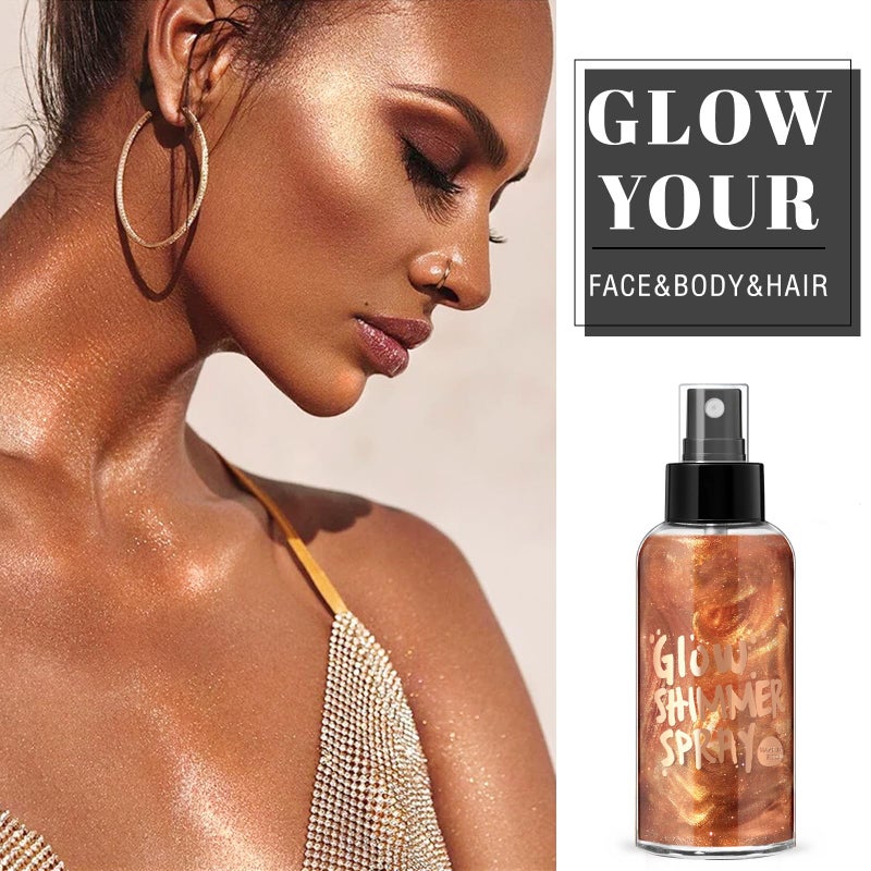 HOSAILY Body Glitter Spray - Bronze Body Shimmer for Face, Hair & Body, Moisturizing Luminizer Glow Illuminator, Quick-Drying Sparkling Glitter Spray Liquid Highlighter Makeup (#04) - Image 5