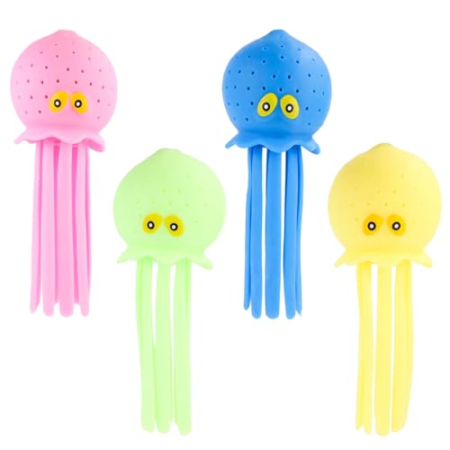 lasuroa 4pcs Octopus Water Balls Multicolored Octopus Floating Pool Toys for Kids Soft Sensory Octopus Bath Splash Toys for Swimming Pool Beach Bag Fillers Party Favors Summer - Image 1