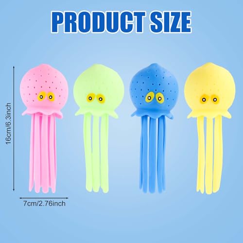 lasuroa 4pcs Octopus Water Balls Multicolored Octopus Floating Pool Toys for Kids Soft Sensory Octopus Bath Splash Toys for Swimming Pool Beach Bag Fillers Party Favors Summer - Image 5