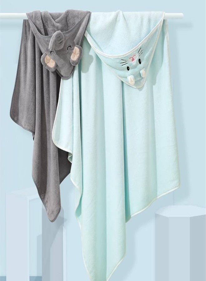 Flannel Fleece Animal Hooded Soft Children's Hooded Cloak Cartoon Baby Coral Fleece Kids Bath Towel (Pink) - Image 2