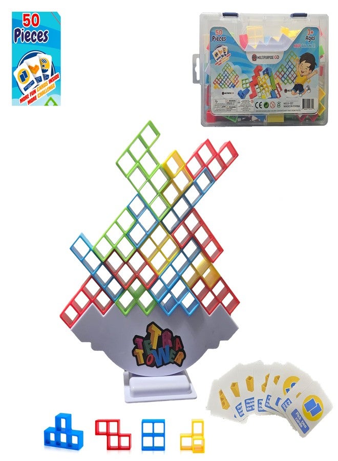 Multipurpose Go 50 Pcs Board Games for Kids & Adults Tetra Tower Balance Stacking Toys Perfect for Family Games, Parties, Travel - Image 1