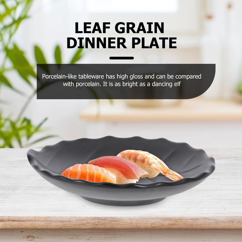 Leaf Pattern Appetizer Plate Matte Black Japanese Style Salad Side Dish Serving Plate - Image 5