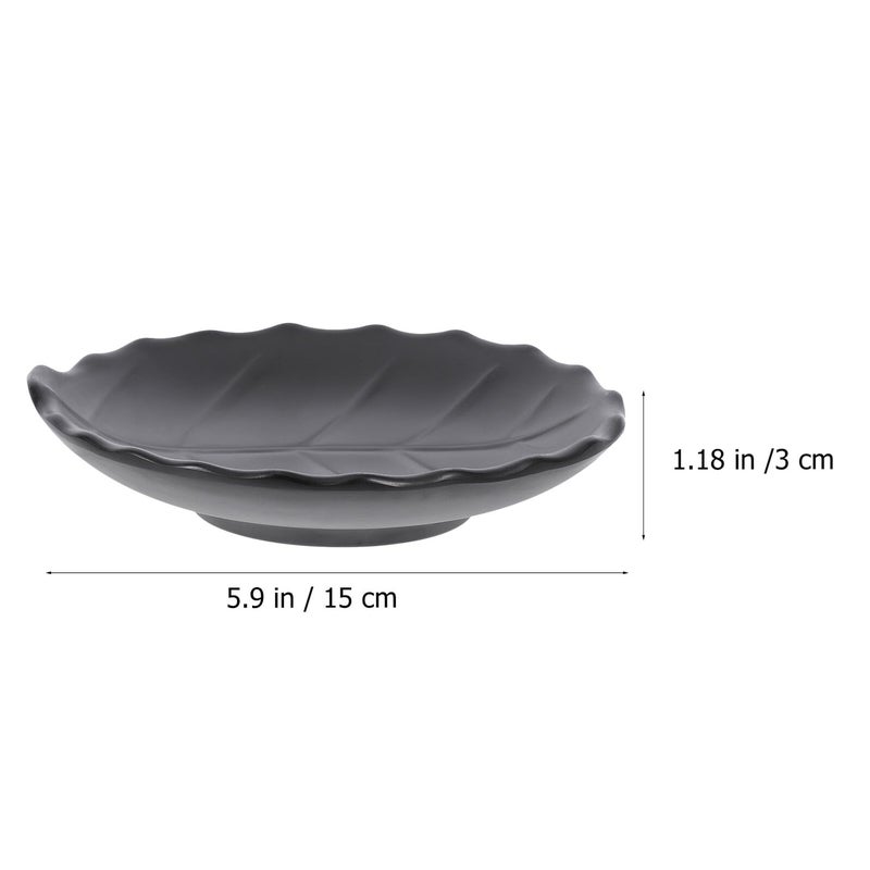 Leaf Pattern Appetizer Plate Matte Black Japanese Style Salad Side Dish Serving Plate - Image 3