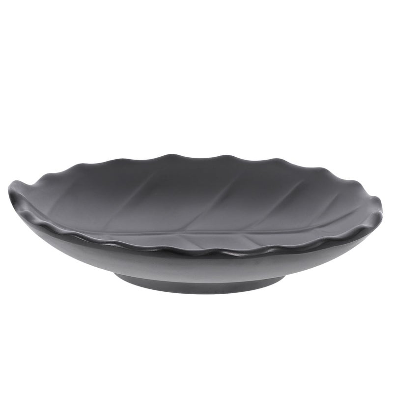 Leaf Pattern Appetizer Plate Matte Black Japanese Style Salad Side Dish Serving Plate - Image 2