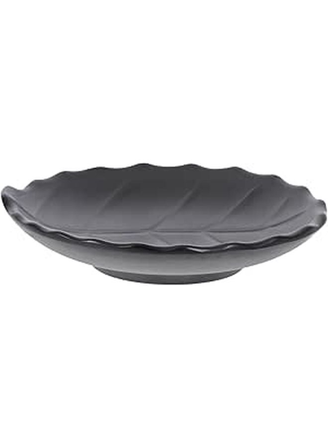 Leaf Pattern Appetizer Plate Matte Black Japanese Style Salad Side Dish Serving Plate - Image 1