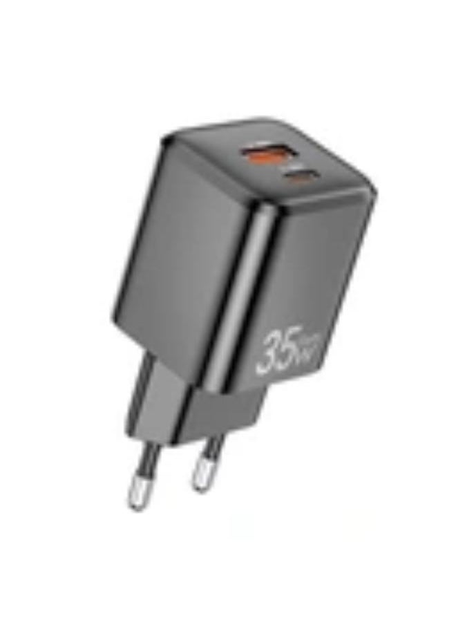 أوي Awei PD66-EU 35W, GaN, Fast Charging Adapter, Black  - Image 1