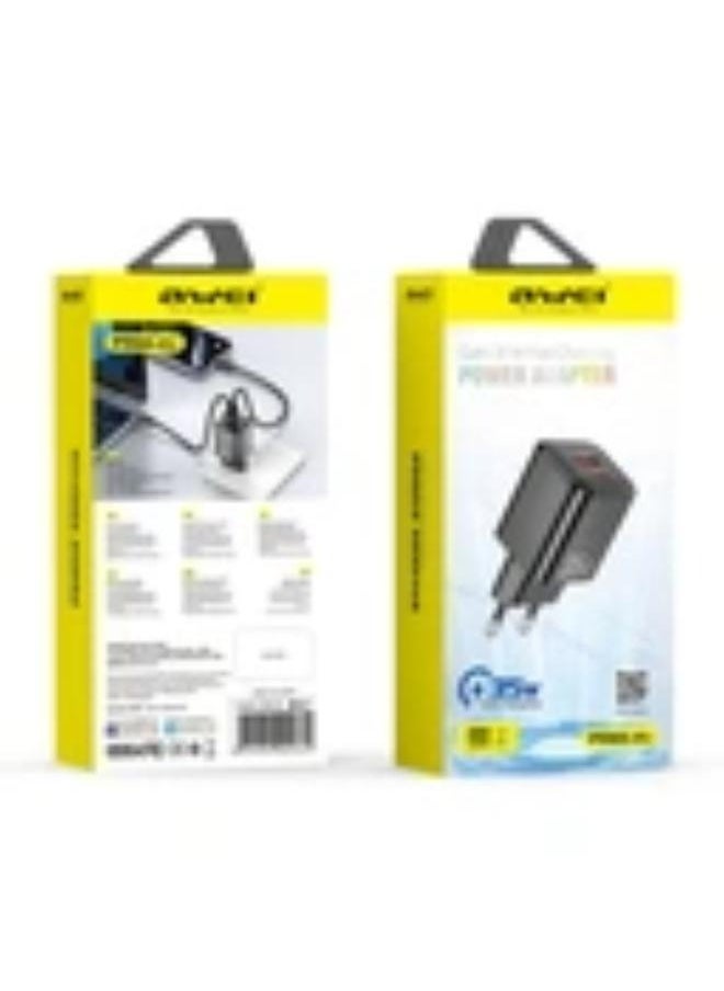 أوي Awei PD66-EU 35W, GaN, Fast Charging Adapter, Black  - Image 2