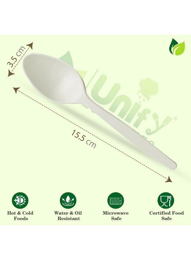 UNIFY EcoHomes 100 Pieces Disposable Biodegradable Cornstarch Spoon Set, Compostable Spoon Ideal for Birthday, Wedding & Party - Image 2