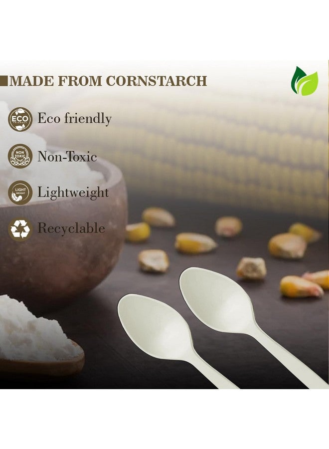 UNIFY EcoHomes 100 Pieces Disposable Biodegradable Cornstarch Spoon Set, Compostable Spoon Ideal for Birthday, Wedding & Party - Image 3