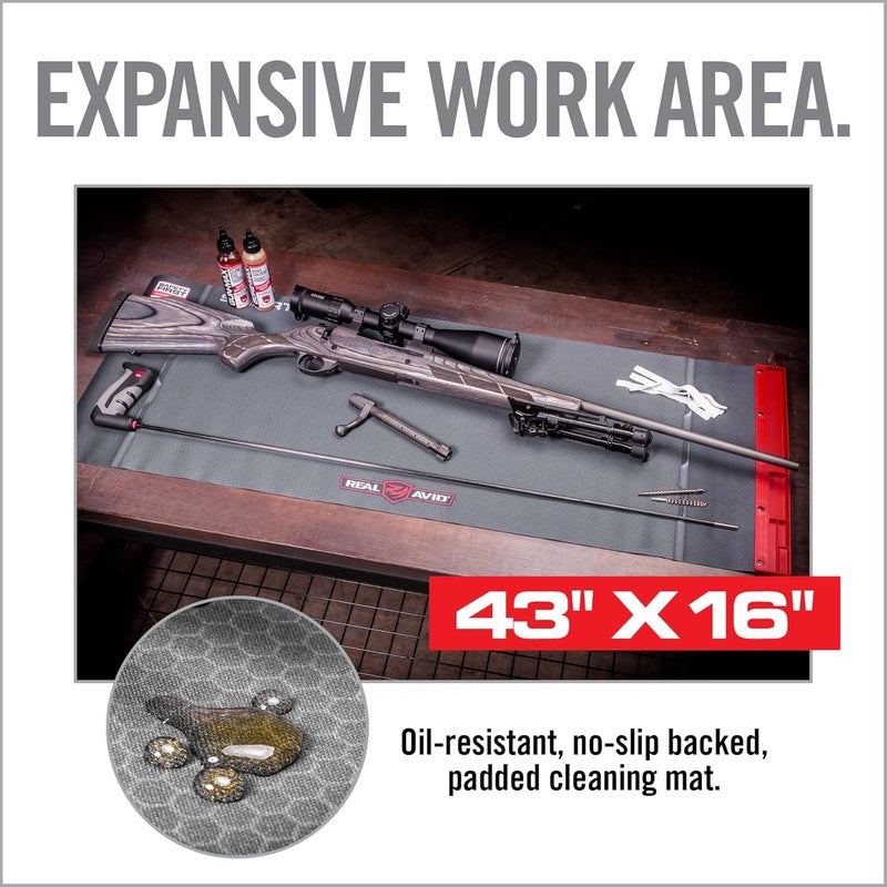 Real Avid Smart Mat Options - Choose 47.25”x19.5” XXL Mat or 43"x16" Universal Smart Gun Mat - Gun Oil Resistant, Non-Slip, Padded Rifle Cleaning Mat - Image 4