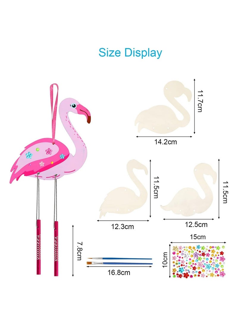 Y&D - 12 Sets Wooden Wind Chimes Kits Flamingo Chime Craft Kit DIY Art and for kids Birthday Gift Hawaiian Party Spring Summer Garden Indoor Outdoor - Image 1