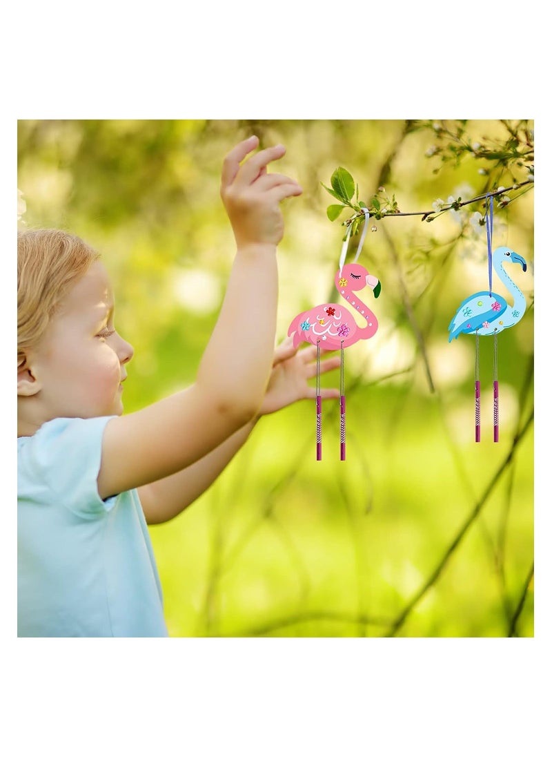 Y&D - 12 Sets Wooden Wind Chimes Kits Flamingo Chime Craft Kit DIY Art and for kids Birthday Gift Hawaiian Party Spring Summer Garden Indoor Outdoor - Image 1