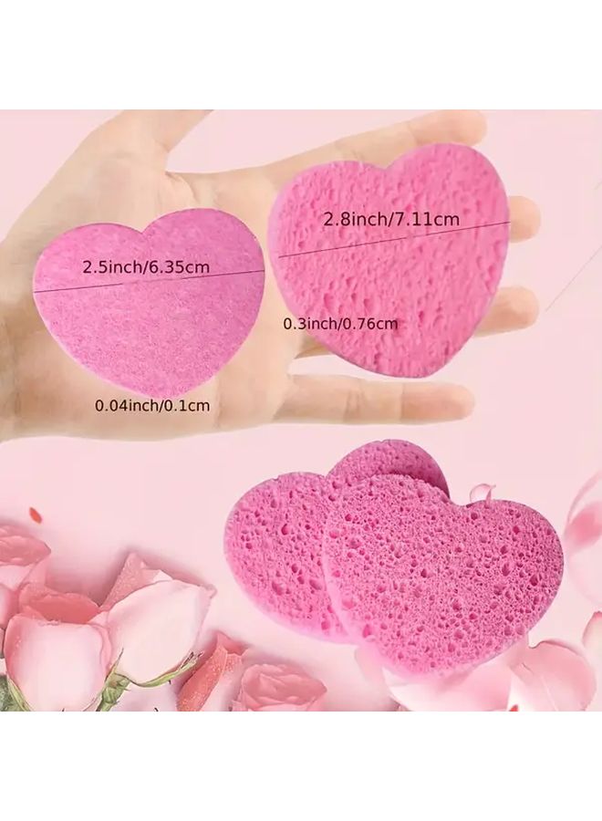 Pink Heart Shaped Compressed Facial Sponges 10 Pack Cellulose Cleansing Pads - Image 4