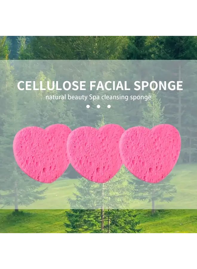 Pink Heart Shaped Compressed Facial Sponges 10 Pack Cellulose Cleansing Pads - Image 3