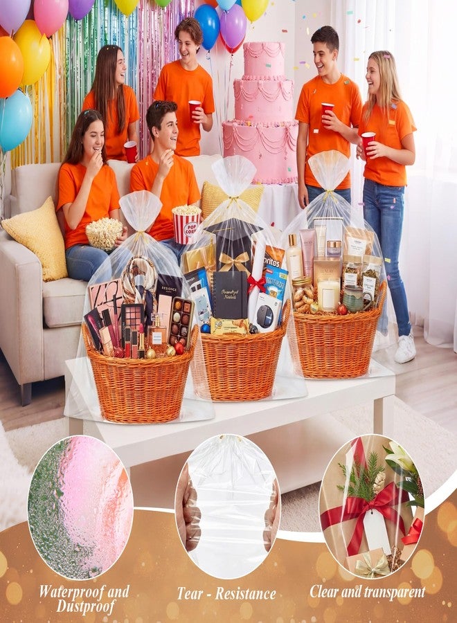 Tenceur 24 Pack 40 x 50 Inches Extra Large Clear Cellophane Gift Basket Bags with Gold Twist Ties, Jumbo Shrink Basket Wrap Bags for Big Gifts and Baskets, Holiday Packaging - Image 5