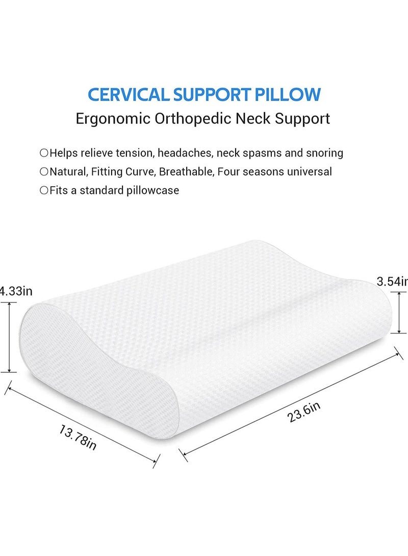 ELTRAZONE Memory Foam Pillow (23.6"x13.8"), Findigit Cervical Neck Support Pillow for Sleeping, Contour Ergonomic Orthopedic Pillow - Image 5