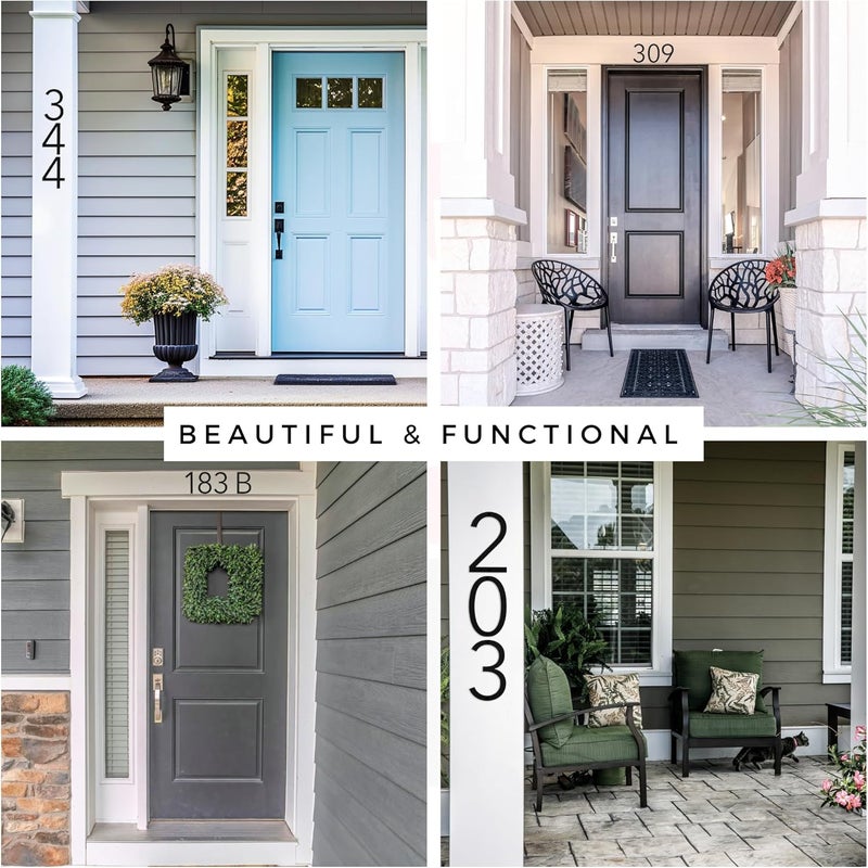 Discovered Designs 5" (5) Modern Address House Numbers for Outside - Easy to Install 3D Matte Black Acrylic Individual Numbers for Address on House, Weatherproof No Rust, Made in USA, Includes 2 - 3/4" Screws, Door Mailbox Number Home Address Number - Image 2